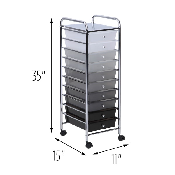 slide 5 of 5, Honey-Can-Do 10-Drawer Rolling Cart, 38-1/8&Rdquo;H X 15-5/16&Rdquo;W X 15-5/16&Rdquo;D, Multicolor, 1 ct