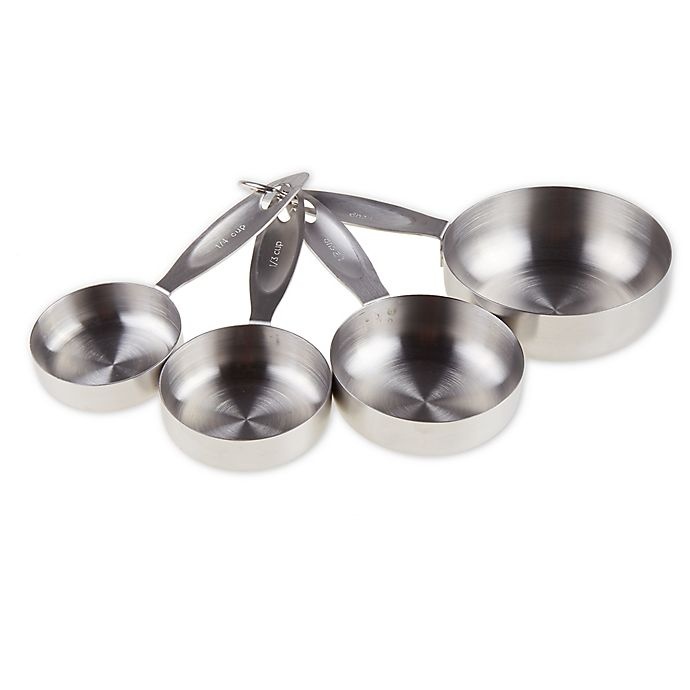 CraftKitchen 4-Piece Heavy Duty Silver Stainless Steel Measuring Cups Set,  1/4-1