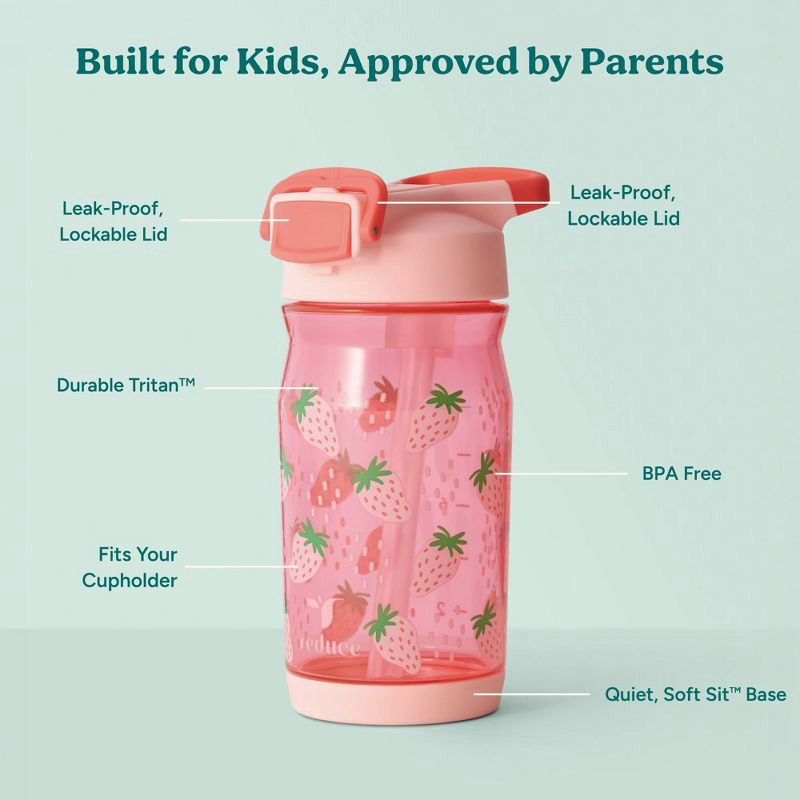 slide 4 of 10, Reduce 14oz Plastic Hydrate Tritan Kids Water Bottle with Straw Lid Berry Sweet, 14 oz
