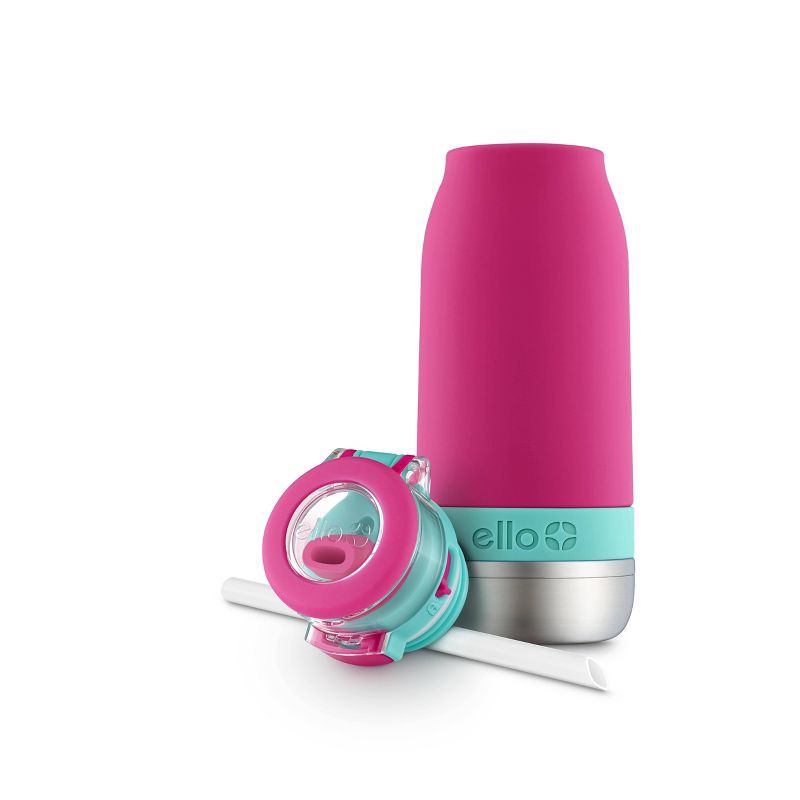 slide 2 of 8, Ello 14oz Stainless Steel Emma Kids' Water Bottle Light Pink: BPA-Free, Insulated, Flip-Top Lid, Dishwasher-Safe Parts, 14 oz