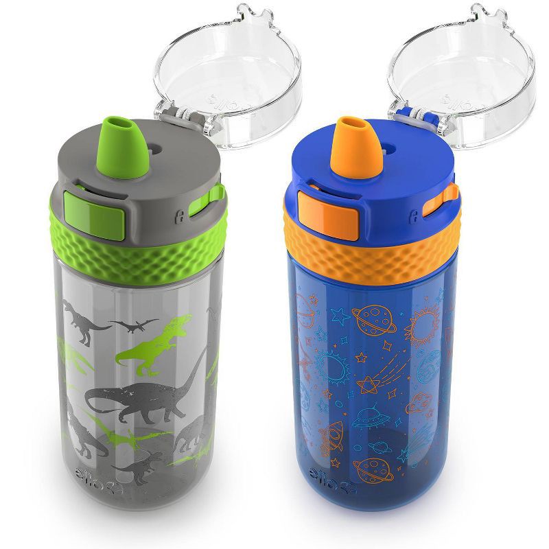 slide 2 of 4, Ello 16oz 2pk Plastic Stratus Kids' Water Bottles Gray/Blue, 2 ct; 16 oz