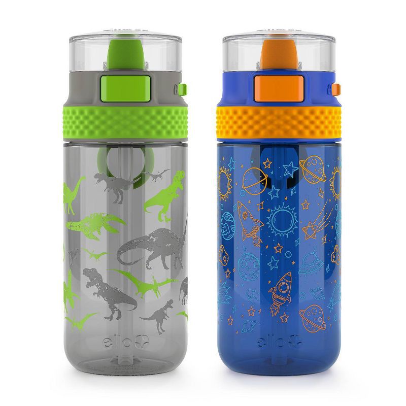 slide 1 of 4, Ello 16oz 2pk Plastic Stratus Kids' Water Bottles Gray/Blue, 2 ct; 16 oz