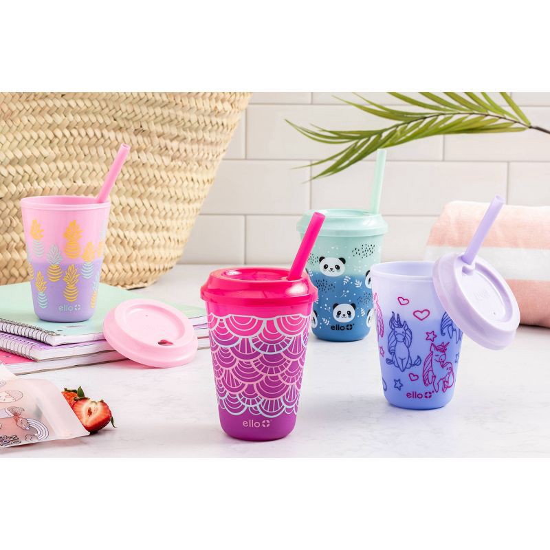slide 4 of 7, Ello 12oz 4pk Plastic Chameleon Color Changing Cups with Twist on Lids Purple: Kids Drinkware, Hand Wash, 4 ct; 12 oz