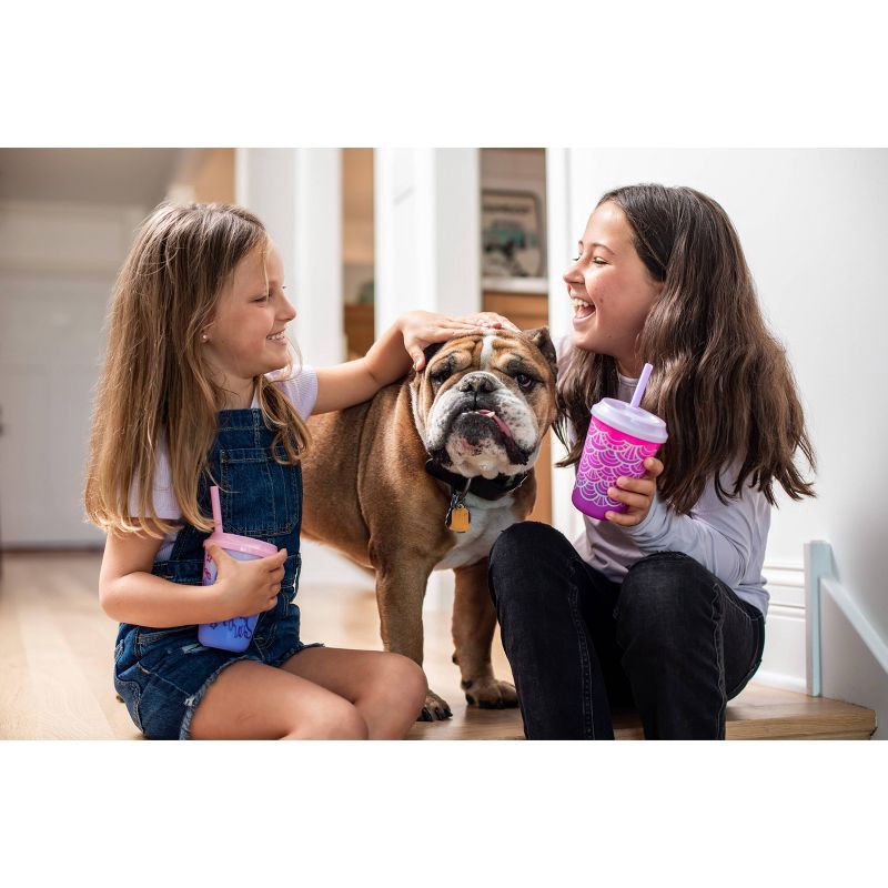 slide 7 of 7, Ello 12oz 4pk Plastic Chameleon Color Changing Cups with Twist on Lids Blue: Kids Cups with Lids, Portable Drinkware, 4 ct; 12 oz