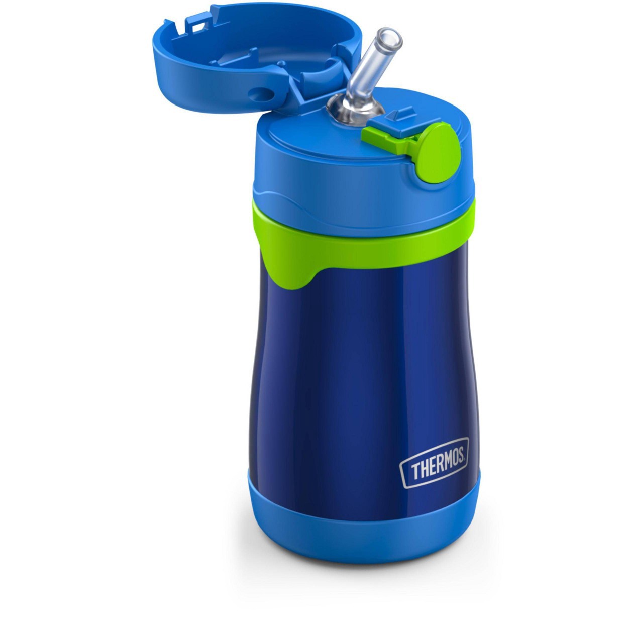 slide 6 of 6, Thermos 10oz Stainless Steel Straw Bottle Navy Blue, 1 ct