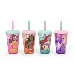 Disney Princess 16.5oz 4pk Plastic Color Change Tumblers -Zak Designs: Polypropylene, Dishwasher-Safe, Cold Beverages