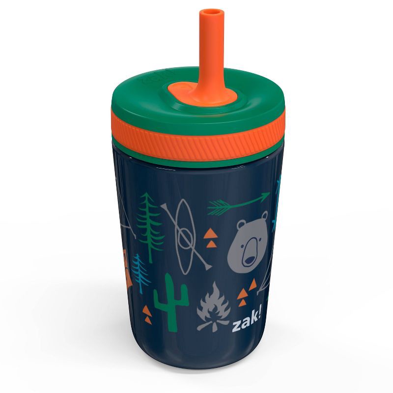slide 3 of 3, 12oz Stainless Steel Camping Double Wall Kelso Tumbler - Zak Designs: Dishwasher-Safe Kids Straw Cup, Off-White, 12 oz