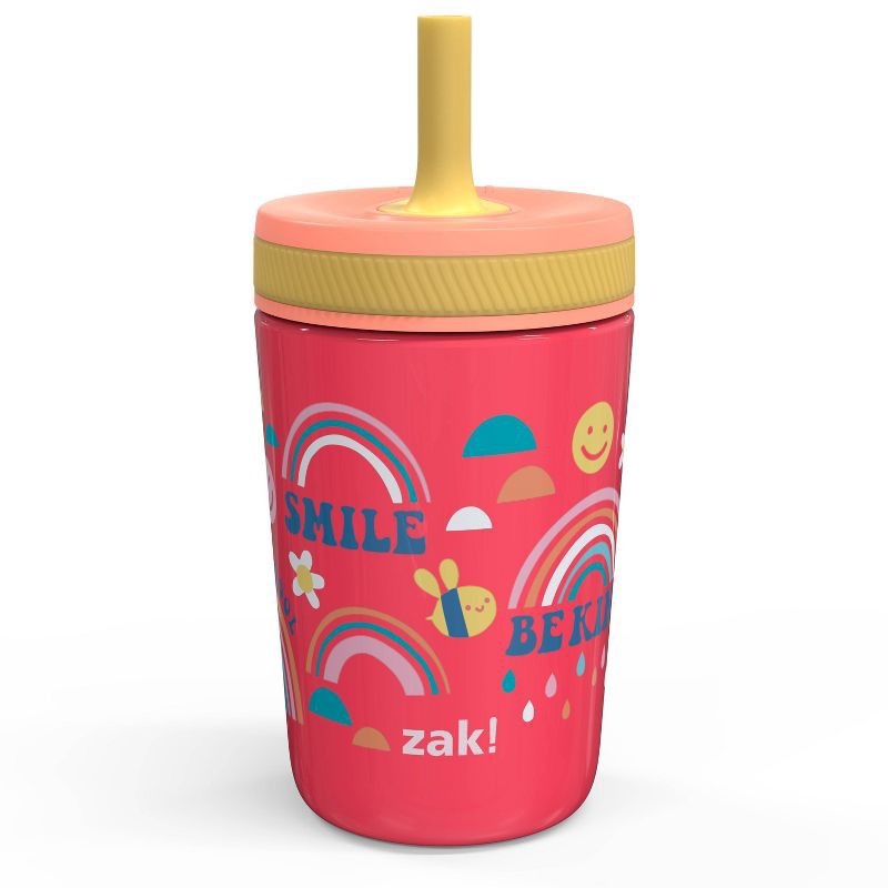 slide 1 of 3, 12oz Stainless Steel Rainbow Double Wall Kelso Tumbler - Zak Designs: Kids Straw Cup, Dishwasher-Safe, Cold Drinks, 12 oz