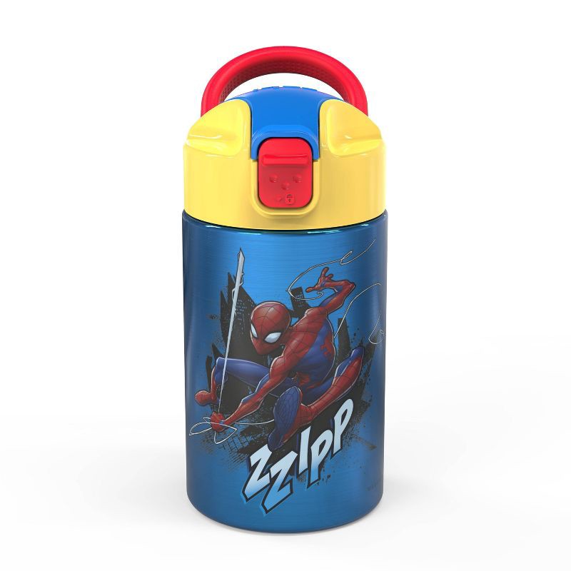 slide 1 of 4, Zak Designs Spider-Man 14oz Stainless Steel Double Wall Valiant Bottle: Kids Water Bottle, Dishwasher-Safe, Multicolor, 14 oz