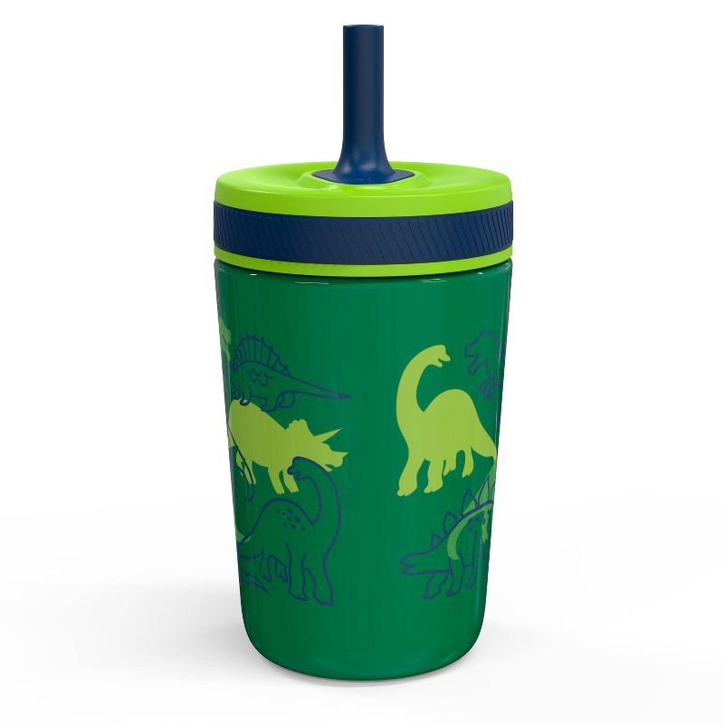 slide 3 of 3, Zak Designs 12oz Stainless Steel Dino Double Wall Kelso Tumbler: Kids Straw Cup, Dishwasher-Safe, Multicolor, 12 oz