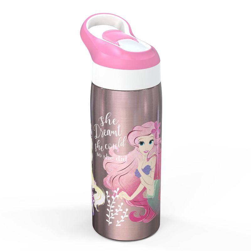 slide 3 of 7, 19oz Stainless Steel Double Wall Water Bottle - Zak Designs: Kids Disney Princess, Pink, Dishwasher-Safe, Cold Beverages, 19 oz