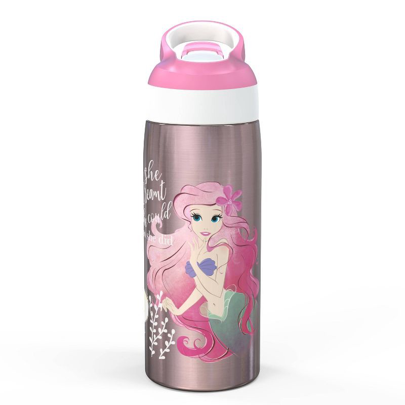 slide 1 of 7, 19oz Stainless Steel Double Wall Water Bottle - Zak Designs: Kids Disney Princess, Pink, Dishwasher-Safe, Cold Beverages, 19 oz