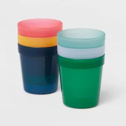 8oz 6pk Plastic Assorted Colors Kids' Short Tumblers - Pillowfort