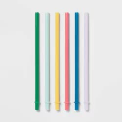 8" 6pk Plastic Assorted Colors Kids' Straws - Pillowfort