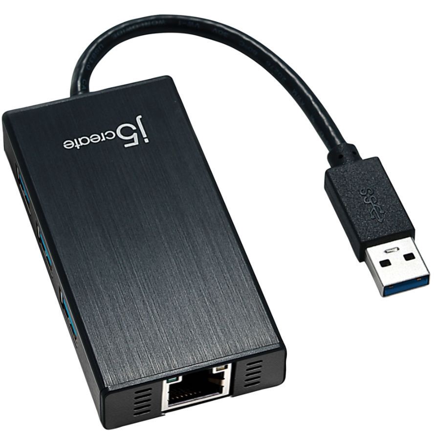slide 2 of 4, j5create 3-Port Usb 3.0 Gigabit Ethernet Hub, Black, Juh470, 1 ct