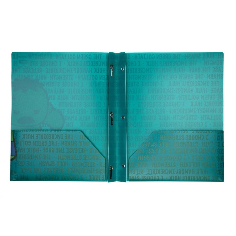 slide 5 of 5, Marvel Hulk Yoobi Plastic Folder with Prongs 2 Pocket Green, 1 ct
