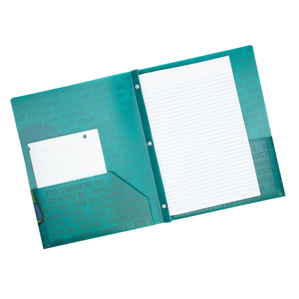slide 2 of 5, Marvel Hulk Yoobi Plastic Folder with Prongs 2 Pocket Green, 1 ct
