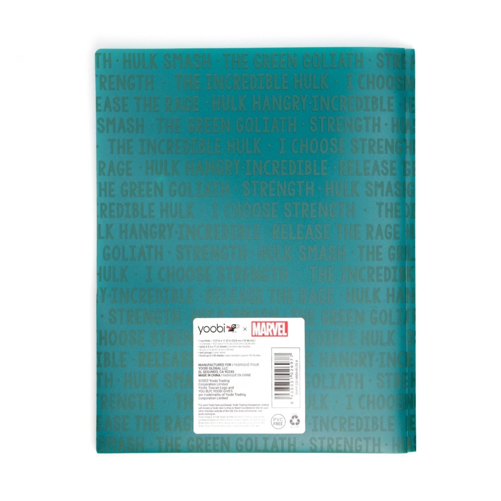 slide 3 of 5, Marvel Hulk Yoobi Plastic Folder with Prongs 2 Pocket Green, 1 ct