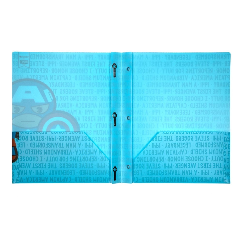 slide 5 of 5, Marvel Captain America Yoobi Plastic Folder with Prongs 2 Pocket Blue, 1 ct