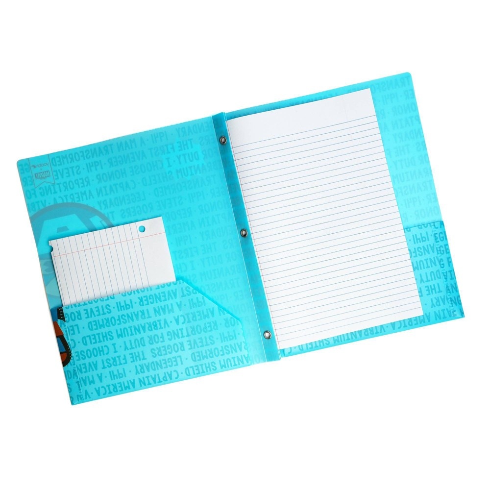 slide 2 of 5, Marvel Captain America Yoobi Plastic Folder with Prongs 2 Pocket Blue, 1 ct