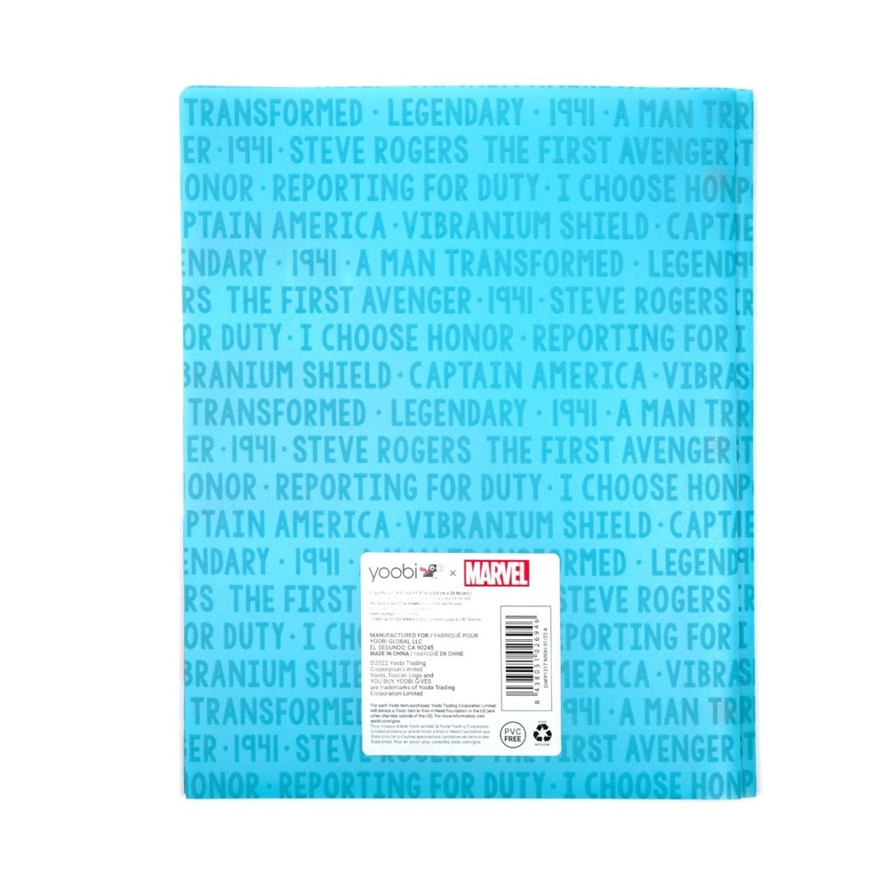 slide 4 of 5, Marvel Captain America Yoobi Plastic Folder with Prongs 2 Pocket Blue, 1 ct