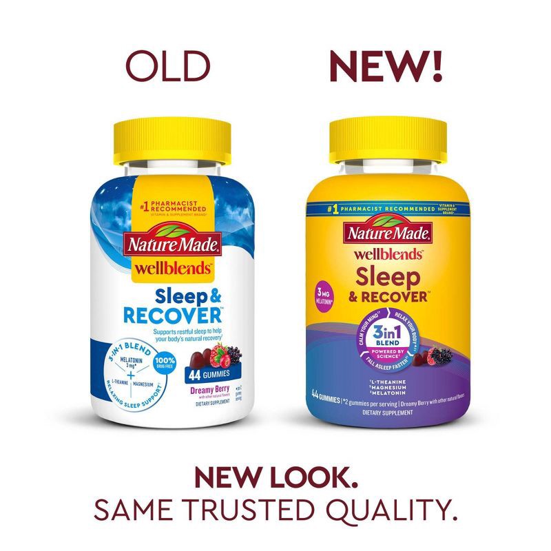 slide 3 of 9, Nature Made Wellblends Sleep and Recover Sleep Aid Gummies with Melatonin, L theanine and Magnesium - 44ct, 44 ct