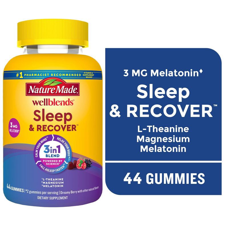 slide 4 of 9, Nature Made Wellblends Sleep and Recover Sleep Aid Gummies with Melatonin, L theanine and Magnesium - 44ct, 44 ct