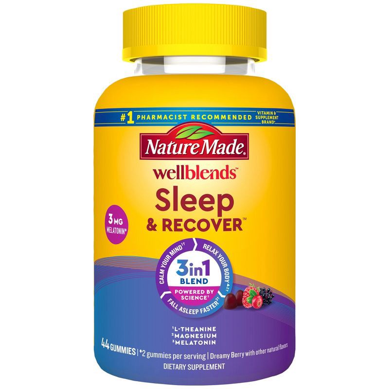 slide 1 of 9, Nature Made Wellblends Sleep and Recover Sleep Aid Gummies with Melatonin, L theanine and Magnesium - 44ct, 44 ct