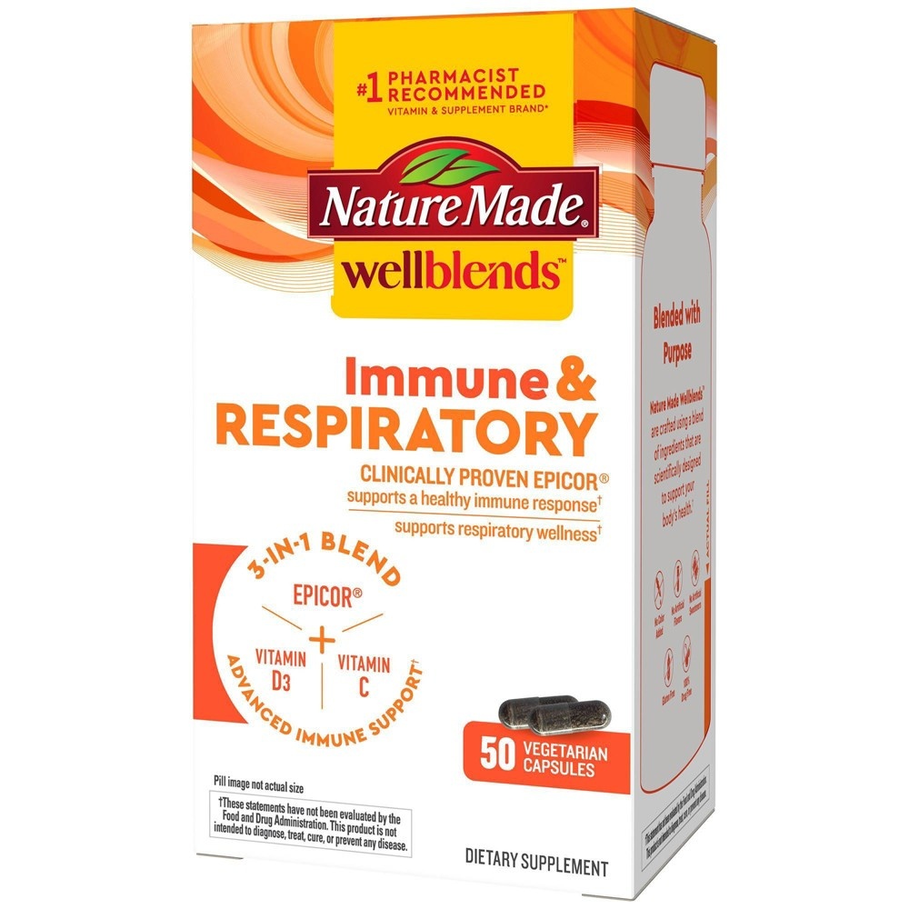 slide 4 of 6, Nature Made Wellblends 3-in-1 Blend Immune & Respiratory Capsules - 50ct, 50 ct