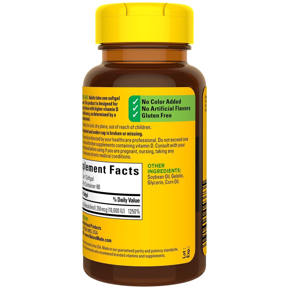 slide 5 of 5, Nature Made D3 10000 IU Vitamin D Softgels - 60ct, 60 ct