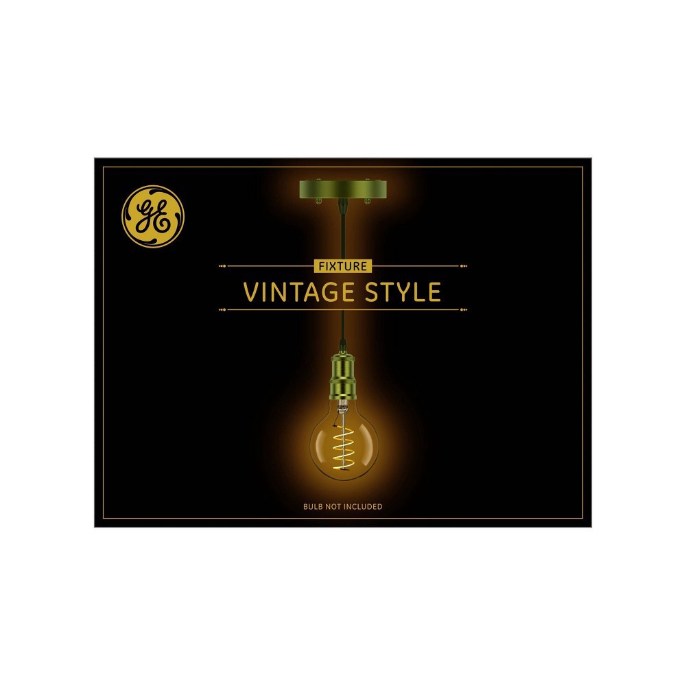 slide 2 of 6, GE Household Lighting GE Style Socket Fixture Soft Gold Black Cord For Use With Medium Base Bulb, 1 ct
