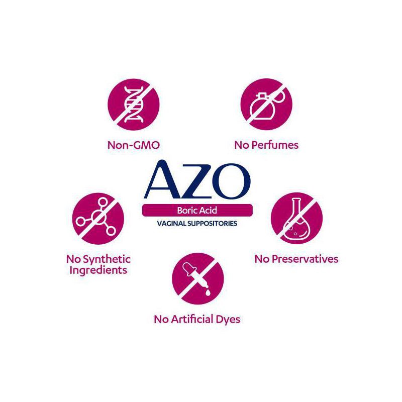 slide 5 of 7, AZO Boric Acid Vaginal Suppositories with Aloe - 30ct, 30 ct