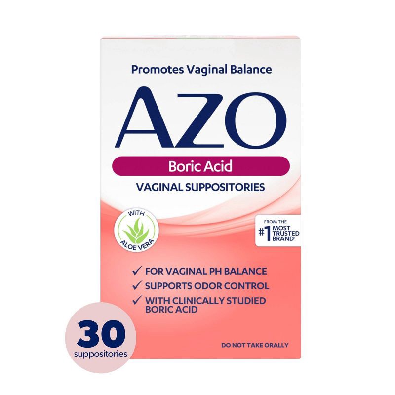 slide 1 of 7, AZO Boric Acid Vaginal Suppositories with Aloe - 30ct, 30 ct