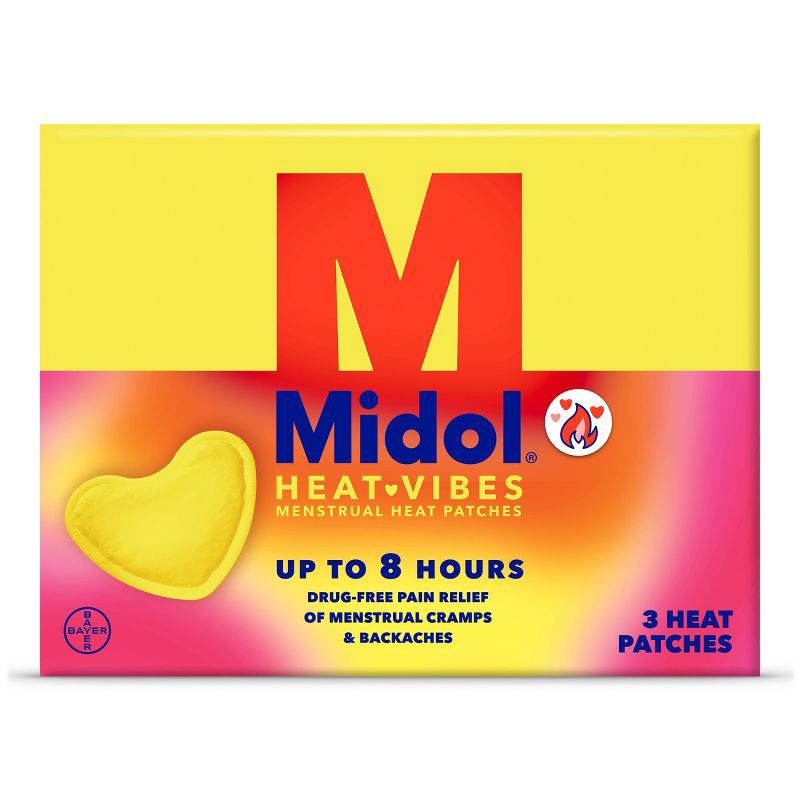 slide 2 of 8, Midol Heat Vibes Menstrual Pain Relief Heat Patches for Menstrual Symptom Relief - 3ct, 3 ct