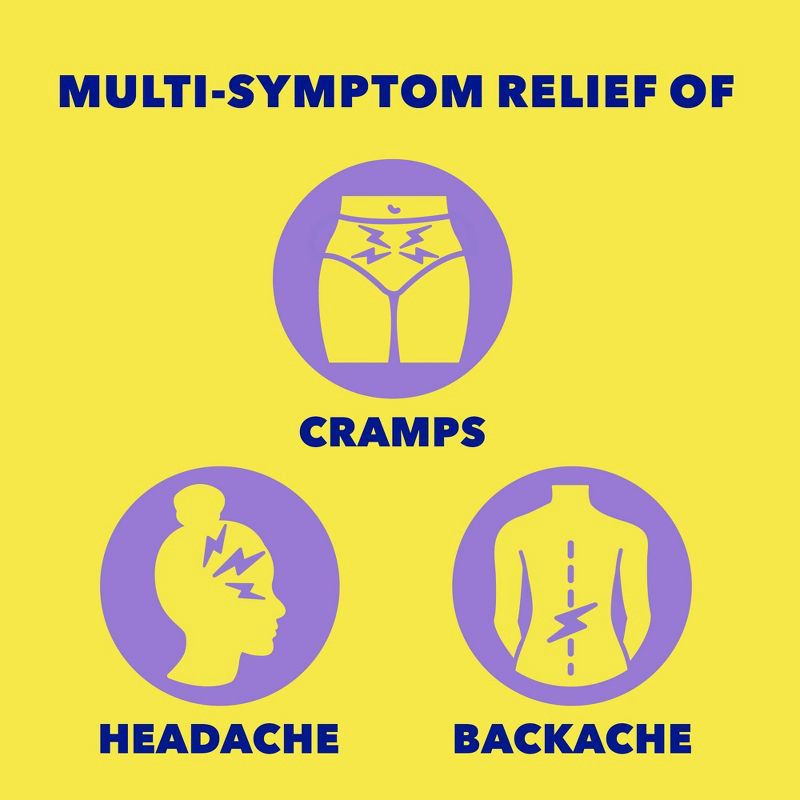 slide 5 of 6, Midol Menstrual Relief Long Lasting Pain Reliever Caplets with Acetaminophen for Menstrual Period Pain Symptoms - 20ct, 20 ct