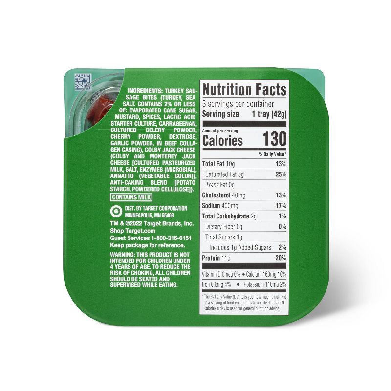 slide 2 of 5, Colby Jack Cheese & Turkey Sausage Protein Pack Quick Bite - 4.5oz/3ct - Good & Gather™, 3 ct; 4.5 oz