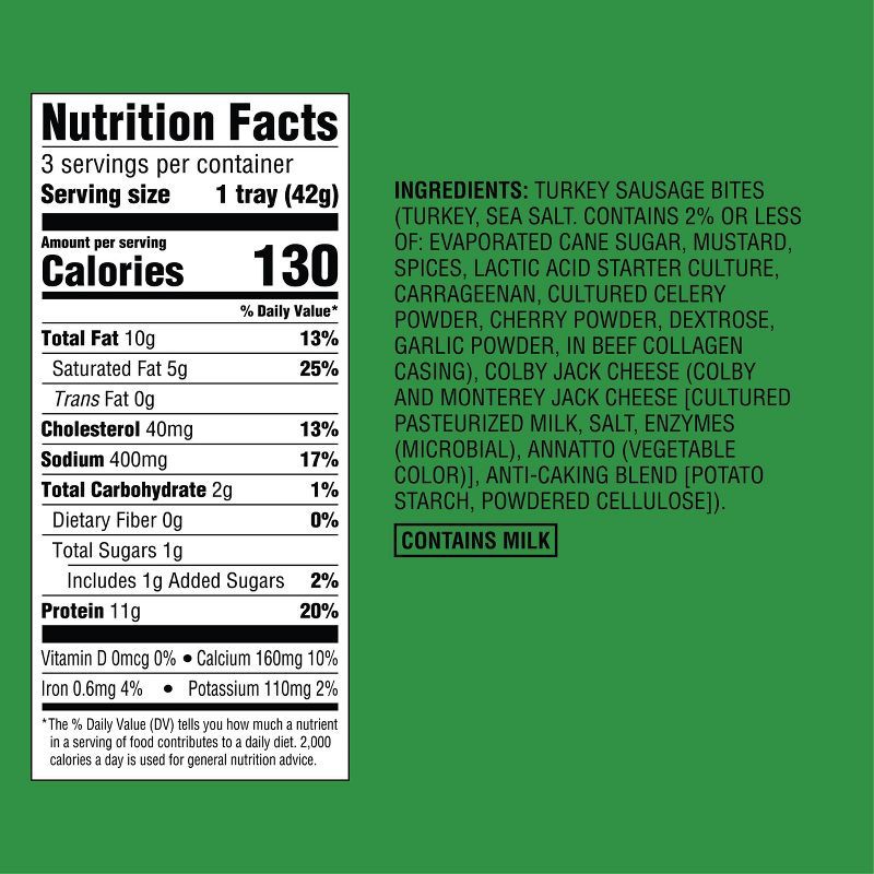 slide 5 of 5, Colby Jack Cheese & Turkey Sausage Protein Pack Quick Bite - 4.5oz/3ct - Good & Gather™, 3 ct; 4.5 oz