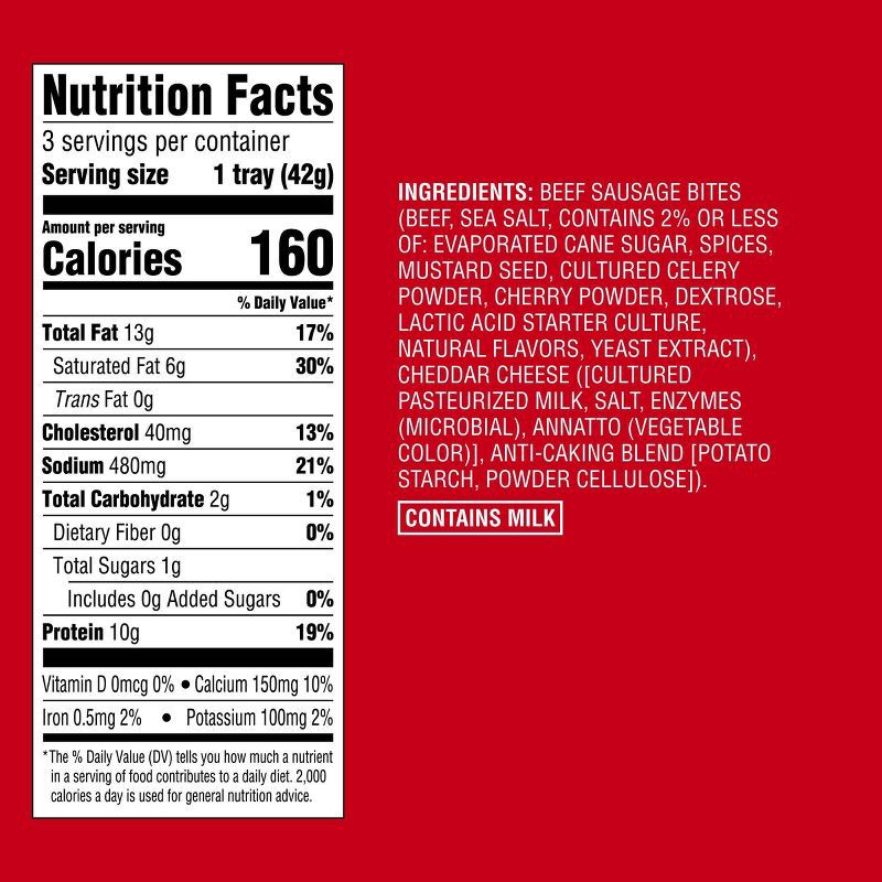 slide 5 of 5, Cheddar Cheese & Beef Sausage Protein Pack Quick Bite - 4.5oz/3ct - Good & Gather™, 3 ct; 4.5 oz