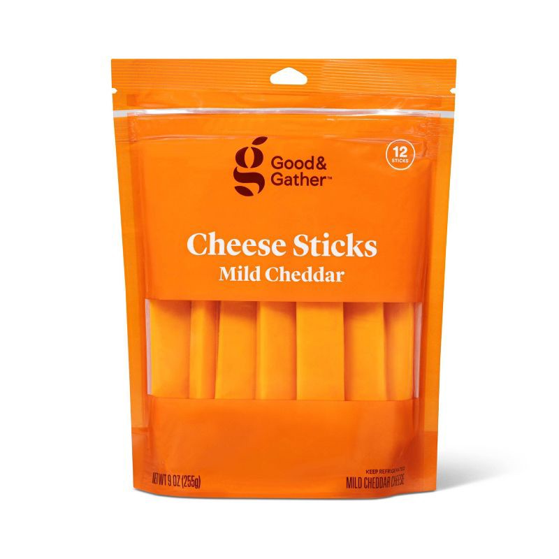 slide 1 of 4, Mild Cheddar Cheese Sticks - 9oz/12ct - Good & Gather™, 12 ct; 9 oz