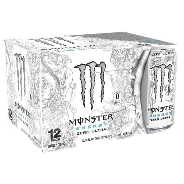 slide 1 of 2, Monster Energy Zero Sugar Zero Ultra Energy Drink 12 - 16 fl oz Cans, 12 ct