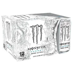 Monster Energy Zero Sugar Zero Ultra Energy Drink 12 - 16 fl oz Cans