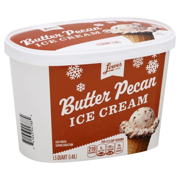 slide 1 of 1, Lowes Foods Butter Pecan Ice Cream, 48 oz