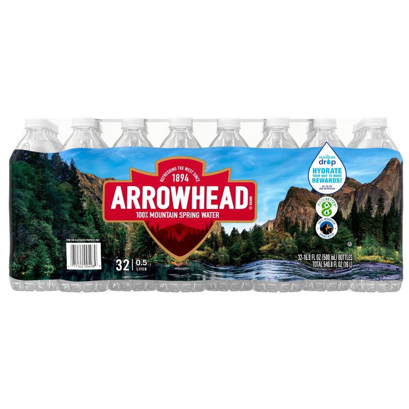 slide 2 of 12, Arrowhead 100% Natural Spring Water - 32pk/16.9 fl oz Bottles, 32 ct, 16.9 fl oz