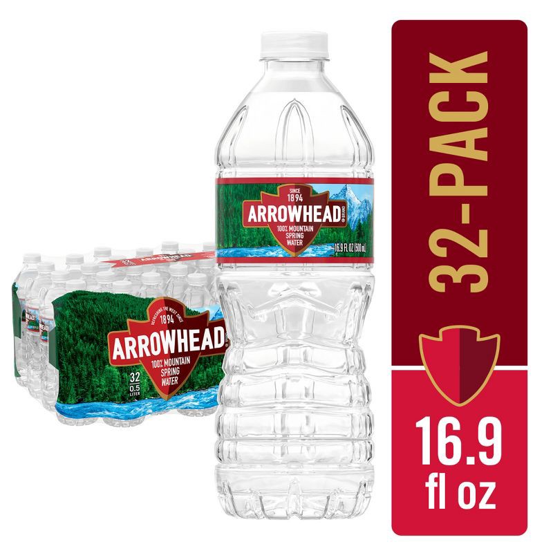 slide 1 of 12, Arrowhead 100% Natural Spring Water - 32pk/16.9 fl oz Bottles, 32 ct, 16.9 fl oz