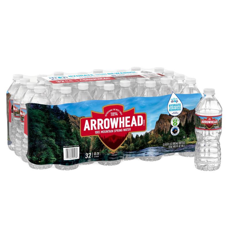 slide 1 of 12, Arrowhead 100% Natural Spring Water - 32pk/16.9 fl oz Bottles, 32 ct, 16.9 fl oz