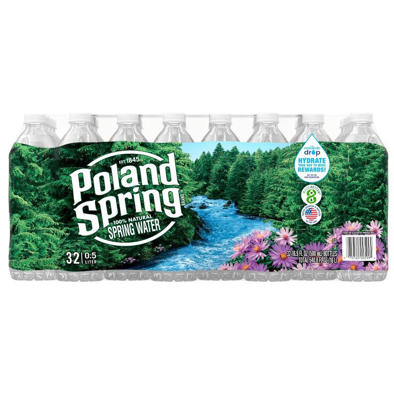 slide 2 of 10, Poland Spring 100% Natural Spring Water - 32pk/16.9 fl oz Bottles, 32 ct, 16.9 fl oz