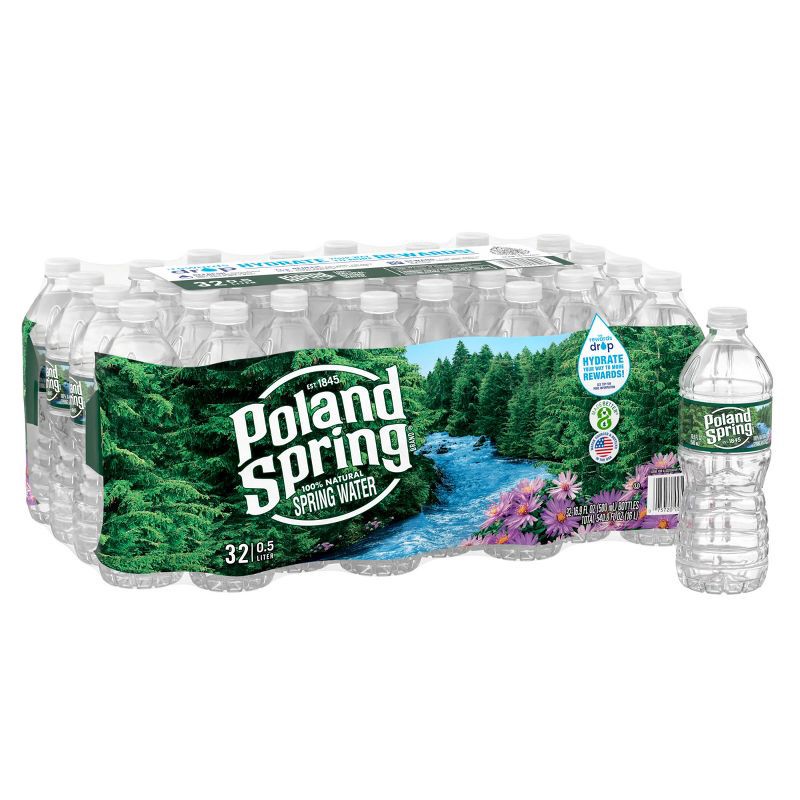 slide 1 of 10, Poland Spring 100% Natural Spring Water - 32pk/16.9 fl oz Bottles, 32 ct, 16.9 fl oz