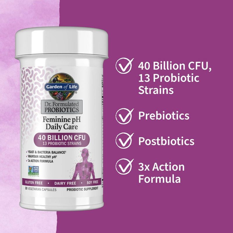 slide 4 of 6, Garden of Life Feminine pH Probiotic Capsules - 30ct, 30 ct