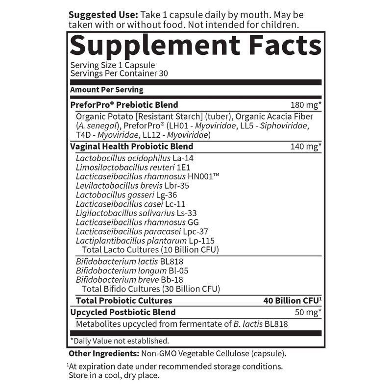 slide 6 of 6, Garden of Life Feminine pH Probiotic Capsules - 30ct, 30 ct