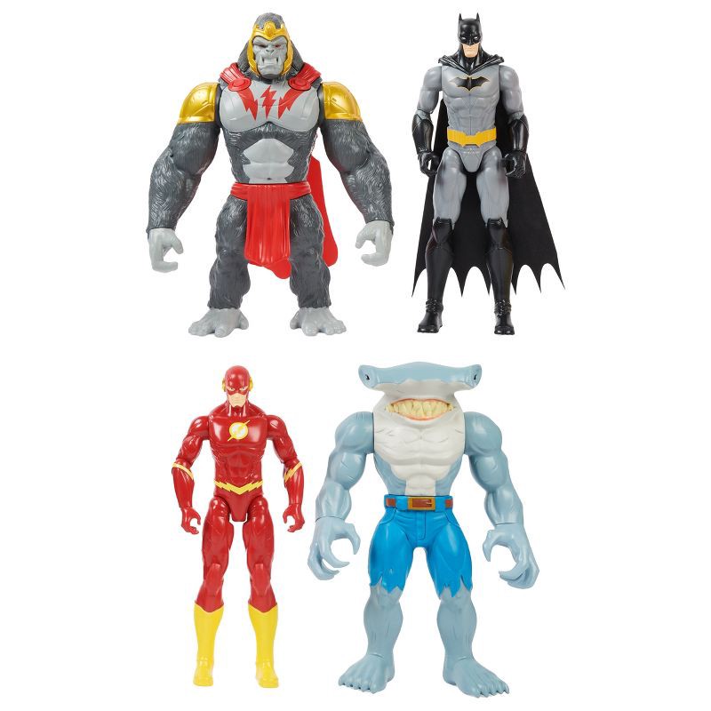 slide 1 of 7, DC Comics Batman 12" Action Figure 4pk (Batman + The Flash vs Gorilla Grodd + King Shark) (Target Exclusive), 4 ct